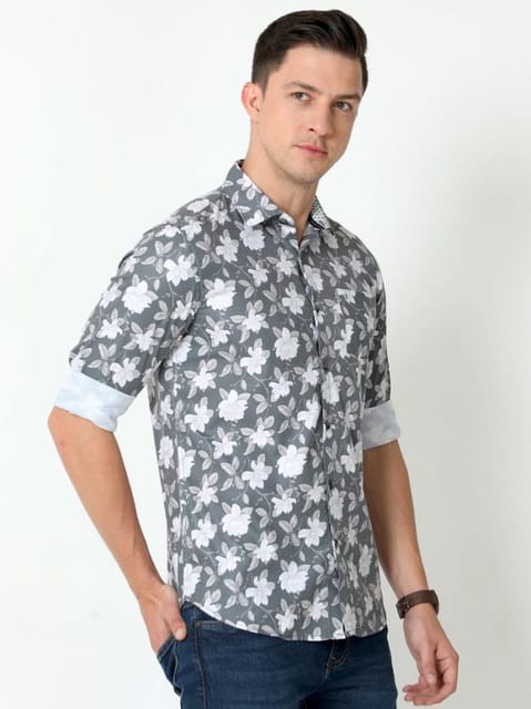 Dark Grey Digital Print Shirt 22USH0830