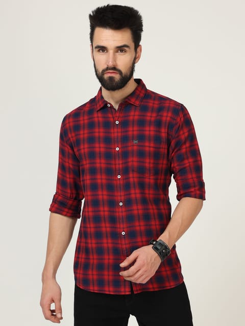 Red Full Sleeve Checks Shirt 22USH0313