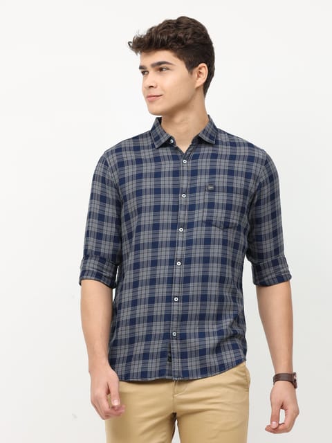 Grey Full Sleeve Checks Shirt 22USH0310