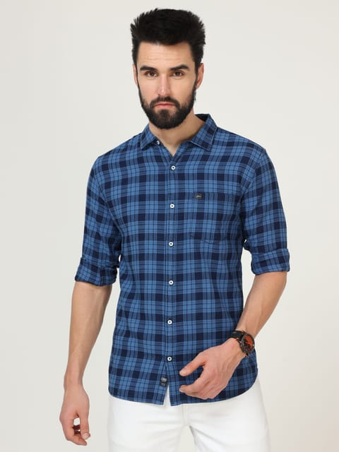 Blue Full Sleeve Checks Shirt 22USH0309