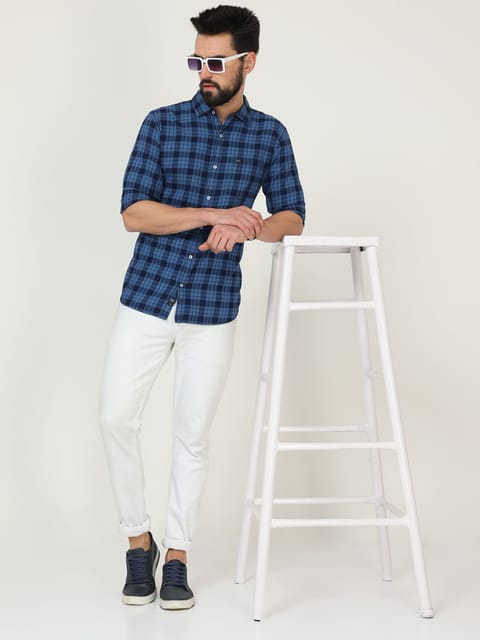 Blue Full Sleeve Checks Shirt 22USH0309