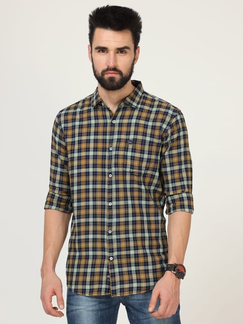 Yellow Full Sleeve Checks Shirt 22USH0307