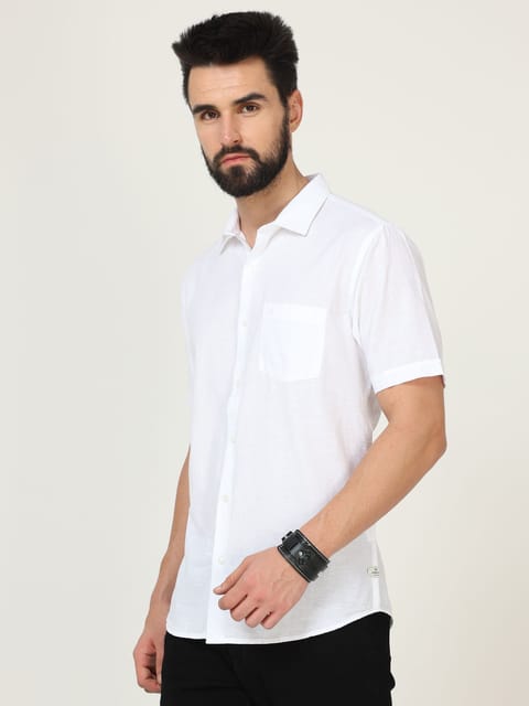 Urbaro White Half Sleeve Plain Shirt 22USH0279