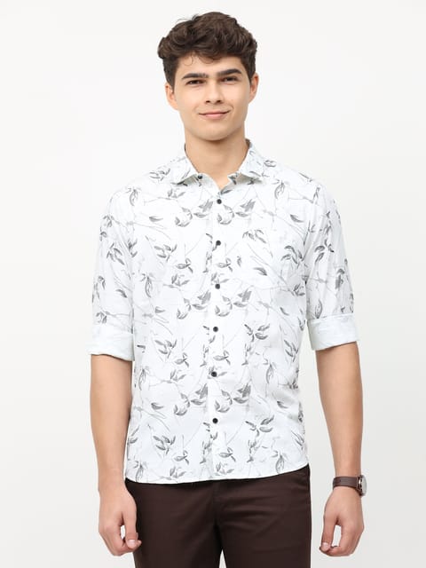 White Full Sleeve Print Shirt 22USH0272