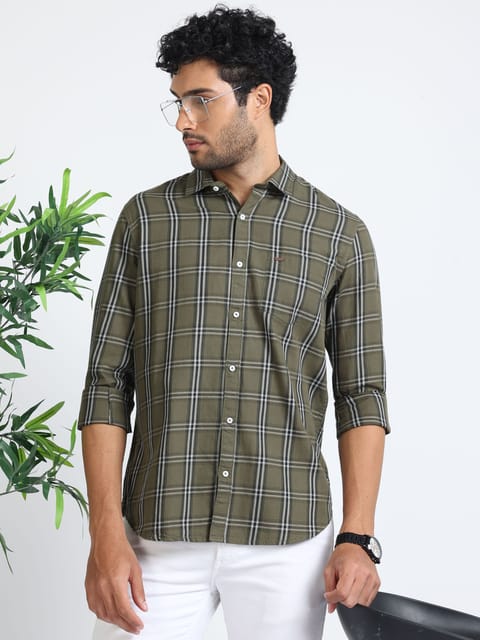 Urbaro Green Long Sleeve Checks Shirt 22USH0468