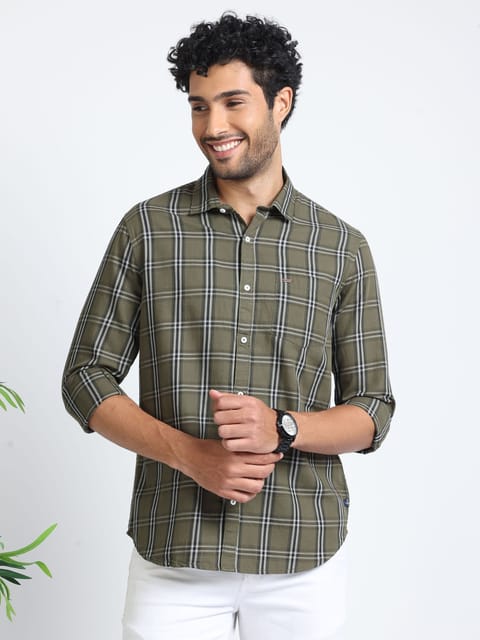 Urbaro Green Long Sleeve Checks Shirt 22USH0468