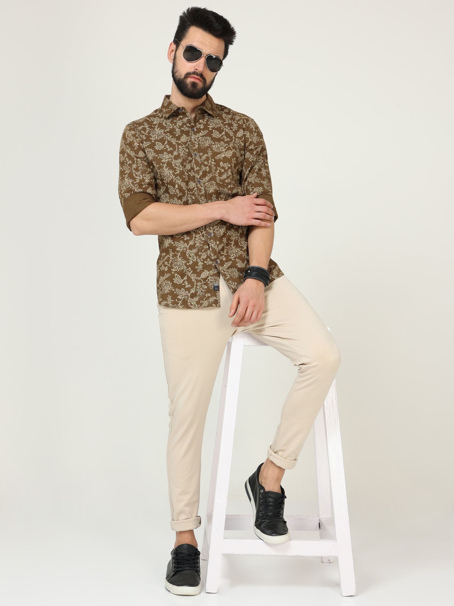 Green Full Sleeve Print Shirt 22USH0341