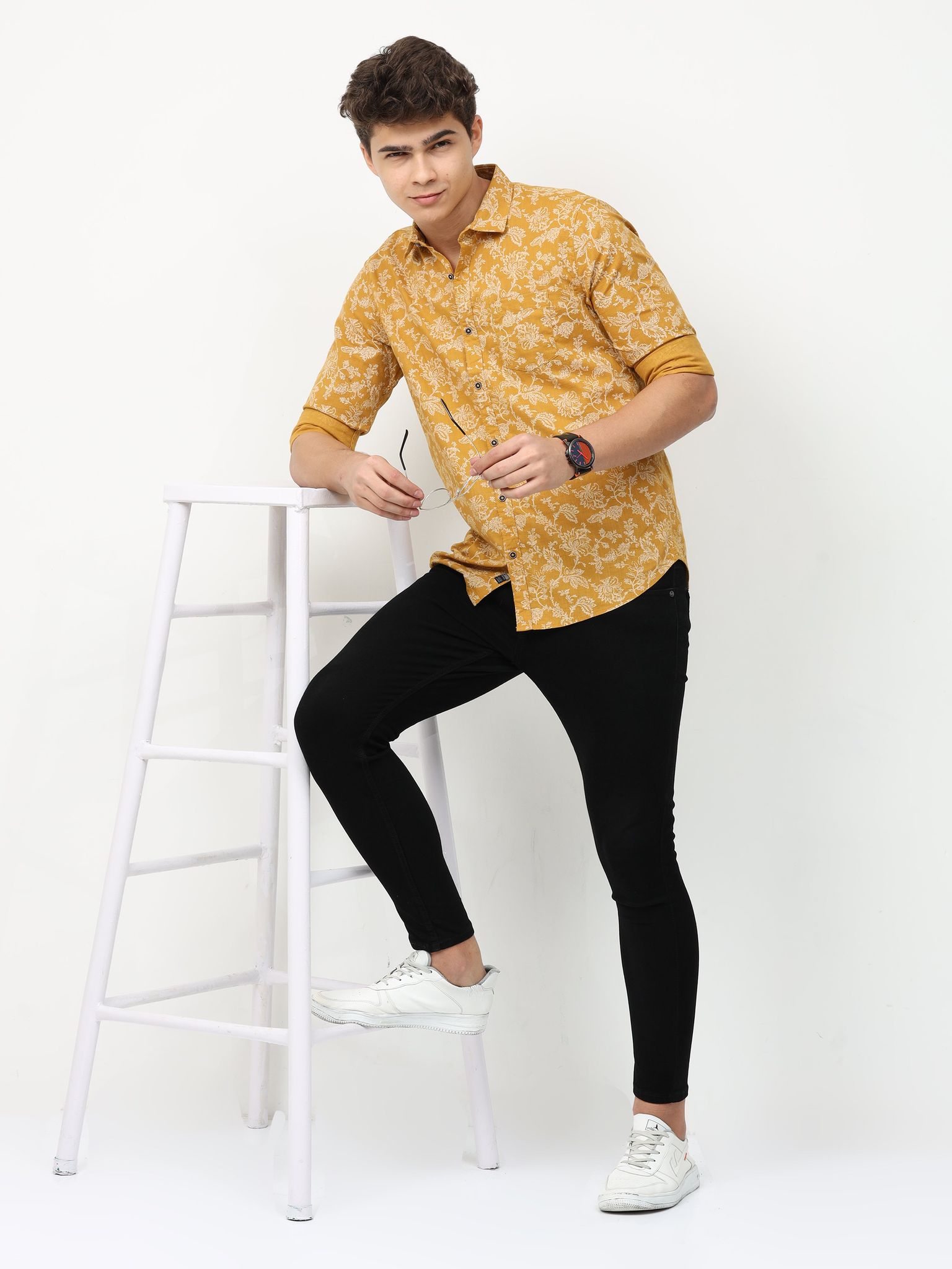 Yellow Full Sleeve Print Shirt 22USH0340