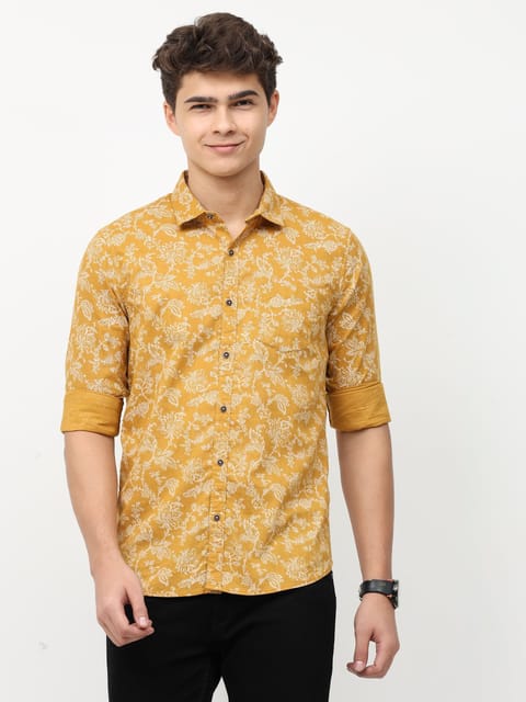 Yellow Full Sleeve Print Shirt 22USH0340
