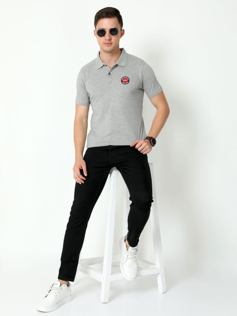 Urbaro Grey Half Sleeve Polo T-shirt 22UTS0020