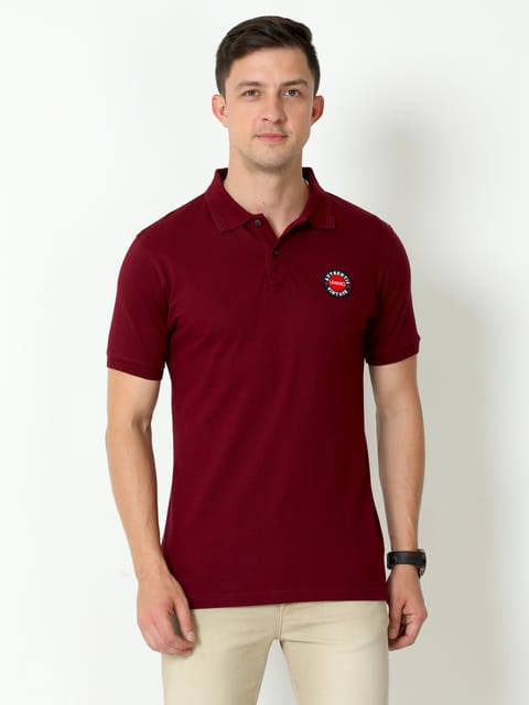 Urbaro Burgundy Half Sleeve Polo T-shirt 22UTS0018