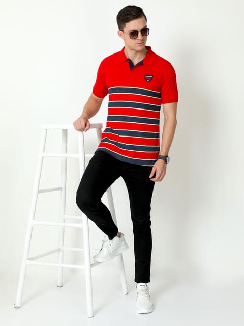 Urbaro Red Half Sleeve Polo T-shirt 22UTS0015