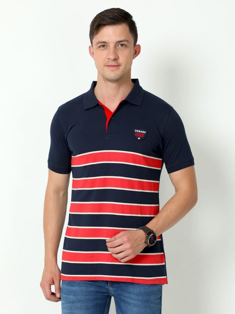 Urbaro Navy Half Sleeve Polo T-shirt 22UTS0014