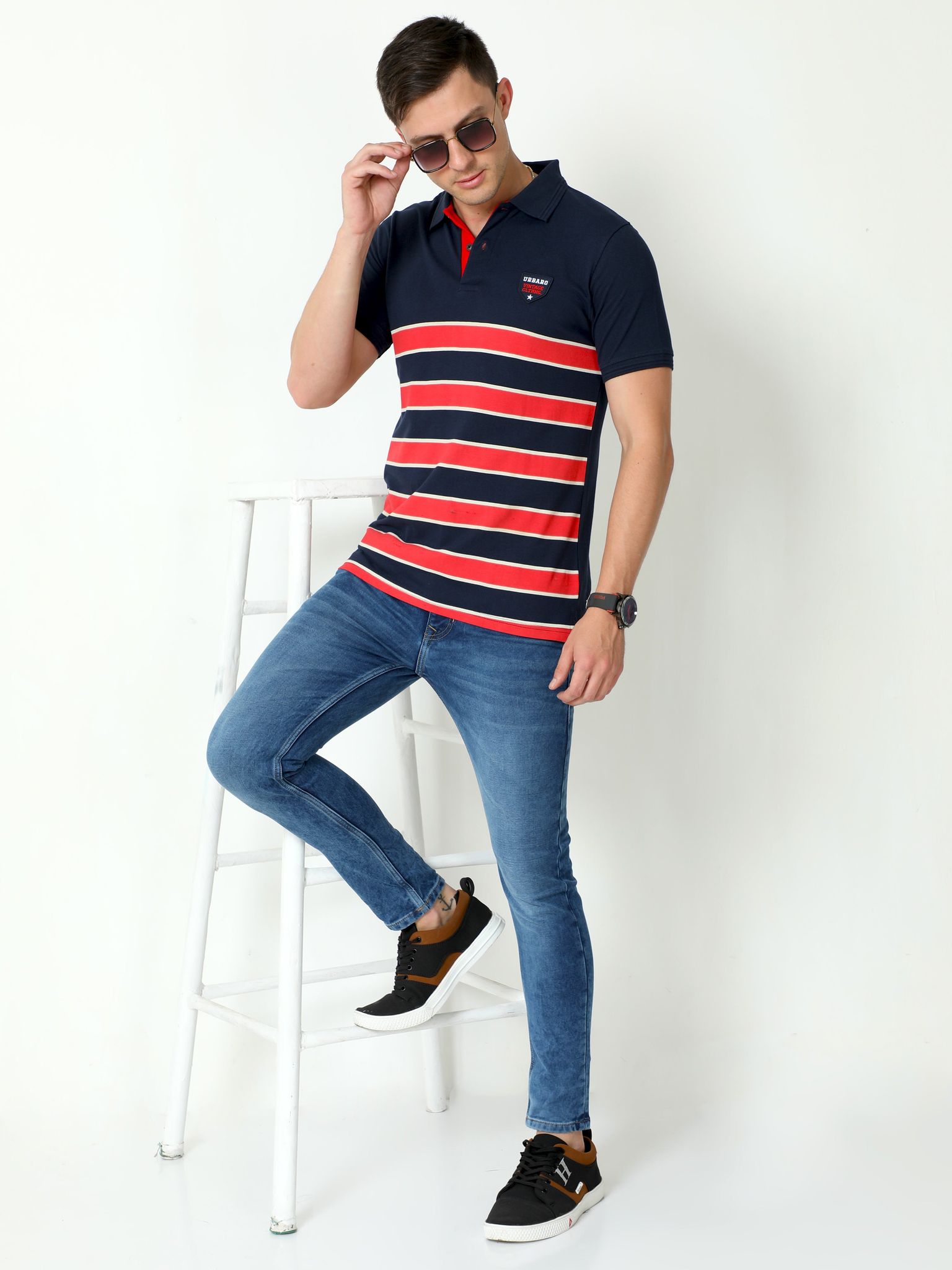 Urbaro Navy Half Sleeve Polo T-shirt 22UTS0014