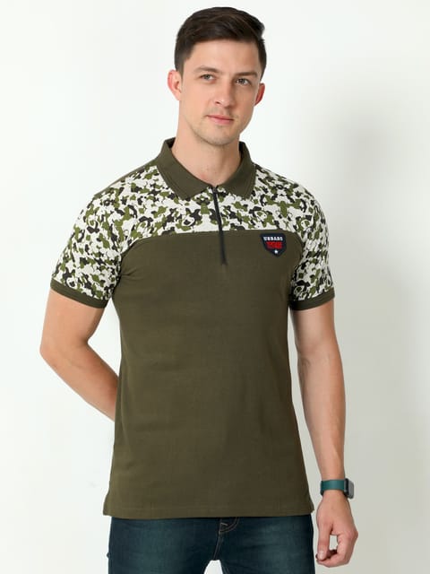 Urbaro Olive Half Sleeve Polo T-shirt 22UTS0013