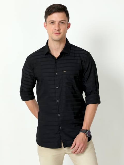 Urbaro Black Full Sleeve Plain Shirt 22USH0824