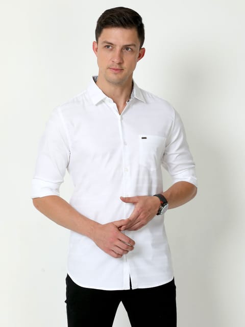 Urbaro White Full Sleeve Plain Shirt 22USH0822