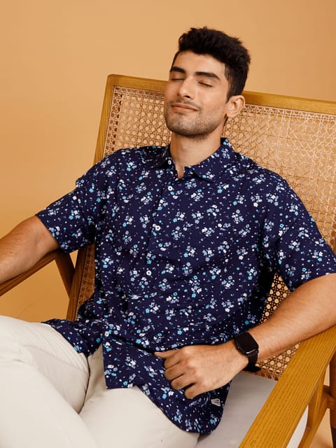 Driftwood Floral Navy Print Shirt 22USH1104