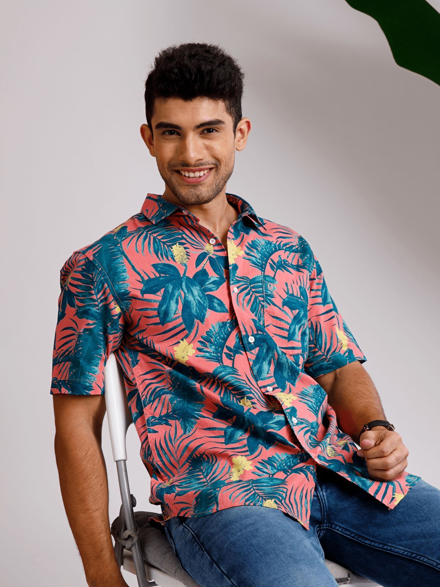 Tropical Floral Orange shirt 22USH1103