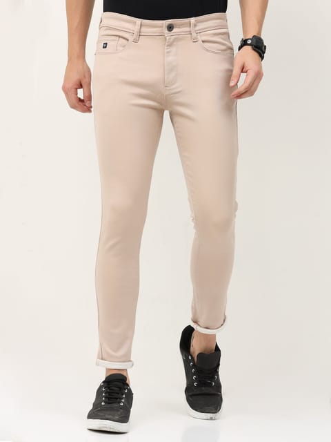 Urbaro Beige Flatfront Slub Trousers 22UTR0001