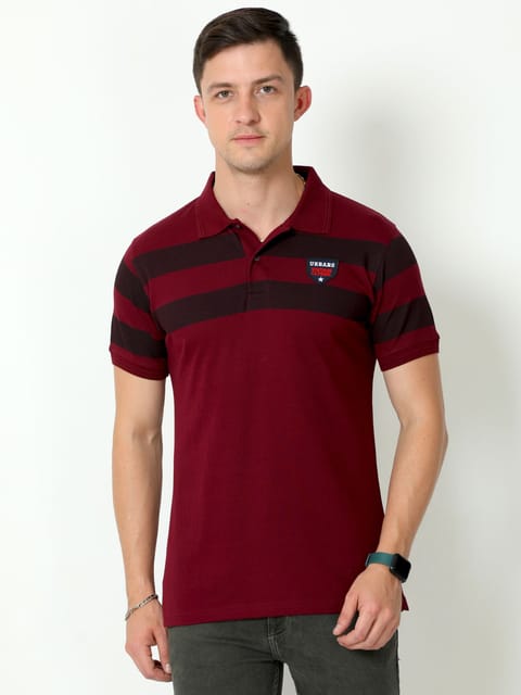 Urbaro Burgundy Half Sleeve Polo T-shirt 22UTS0022