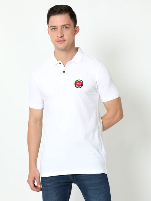 Urbaro White Half Sleeve Polo T-shirt 22UTS0021