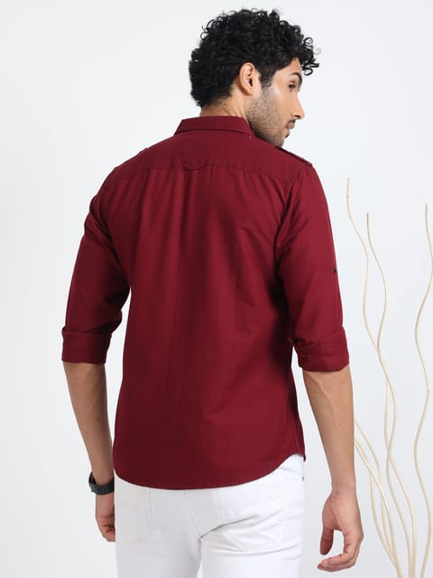 Burgundy Double Pocket Overshirt 23USH1287