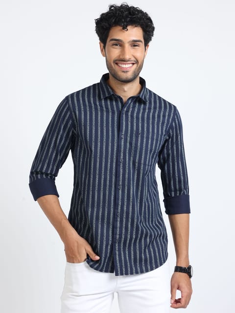 Sleek Blue Stripes Shirt 23USH1232