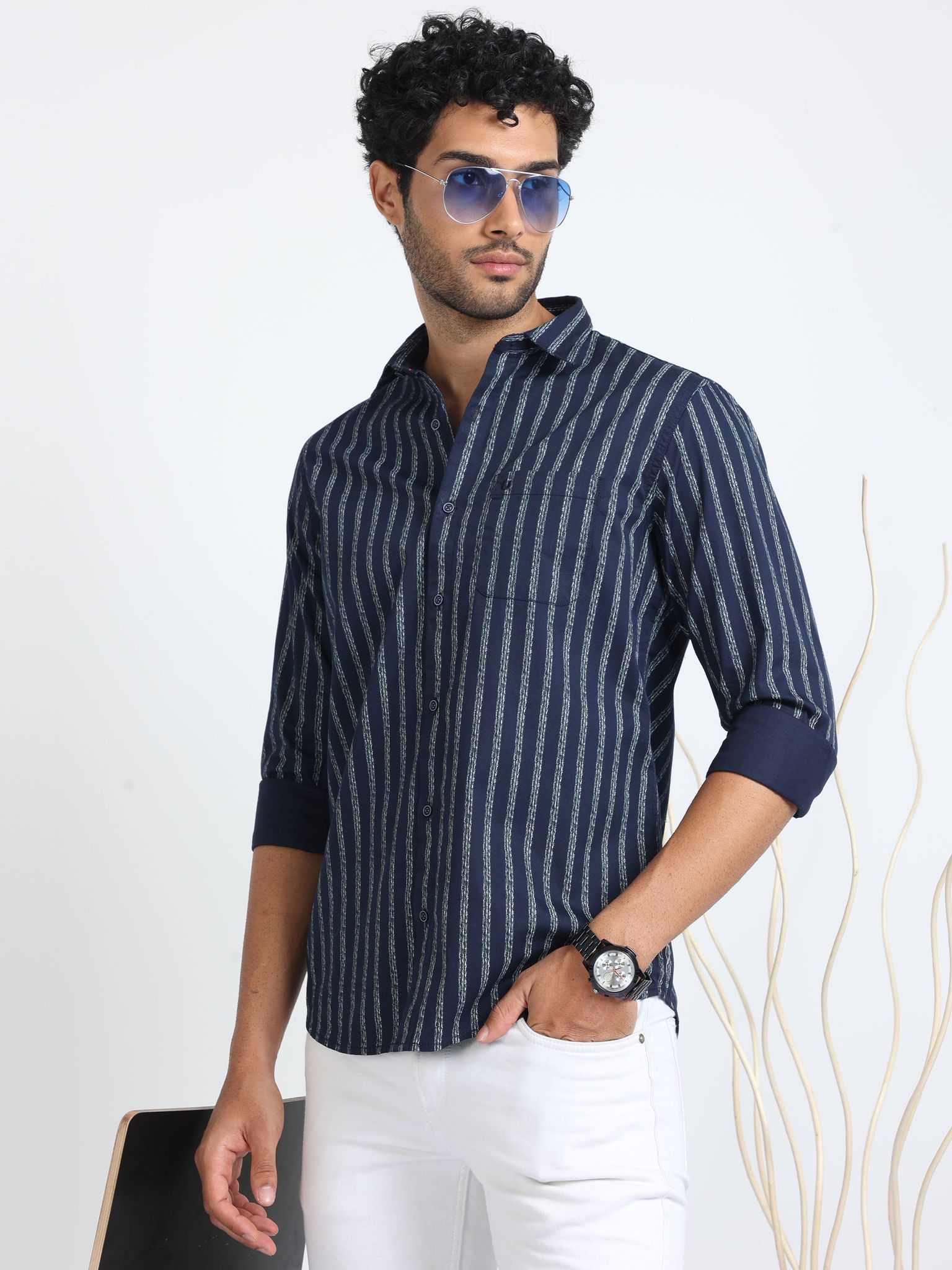 Sleek Blue Stripes Shirt 23USH1232