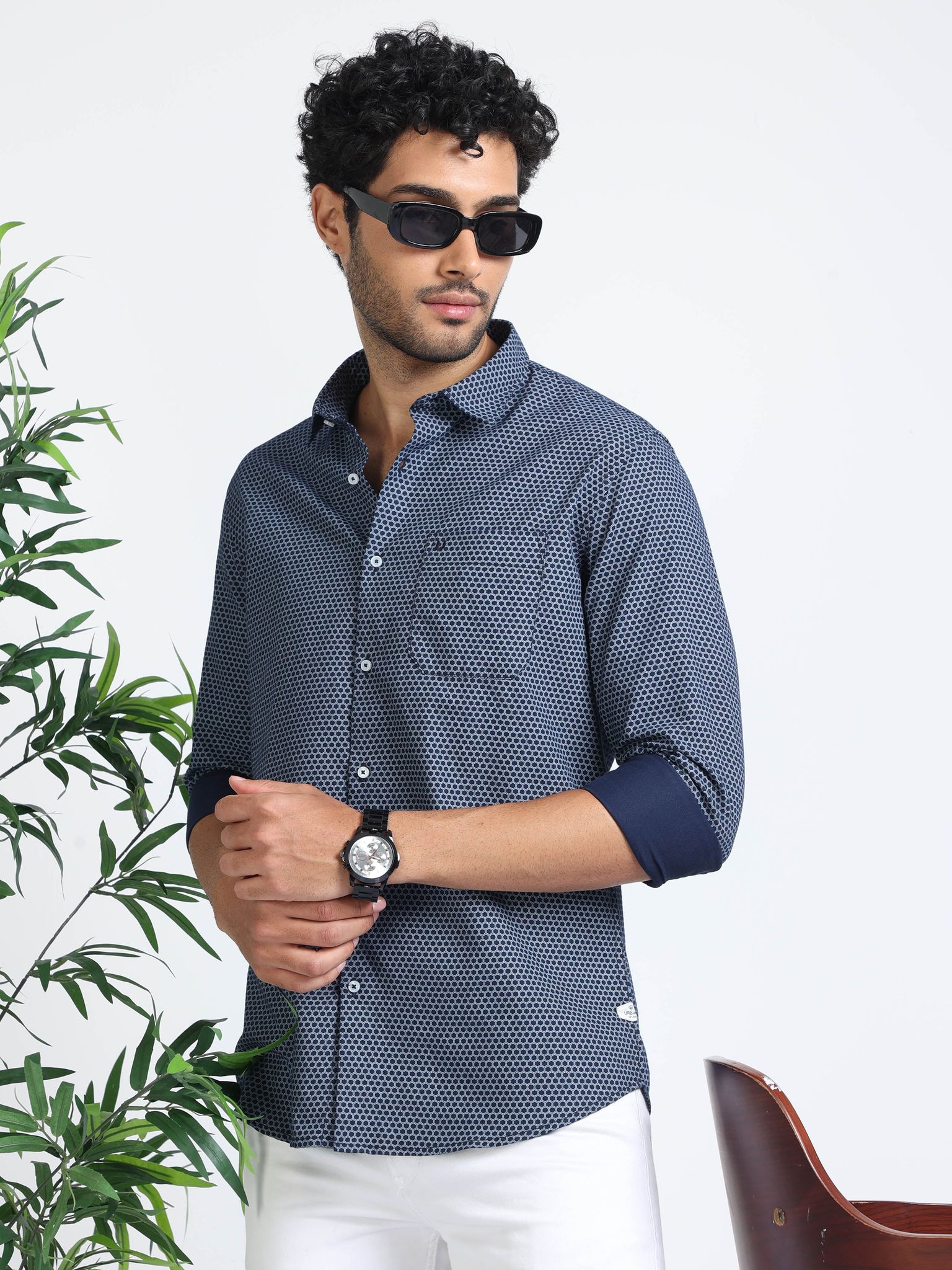 Geometric Blue Shirt 23USH1127