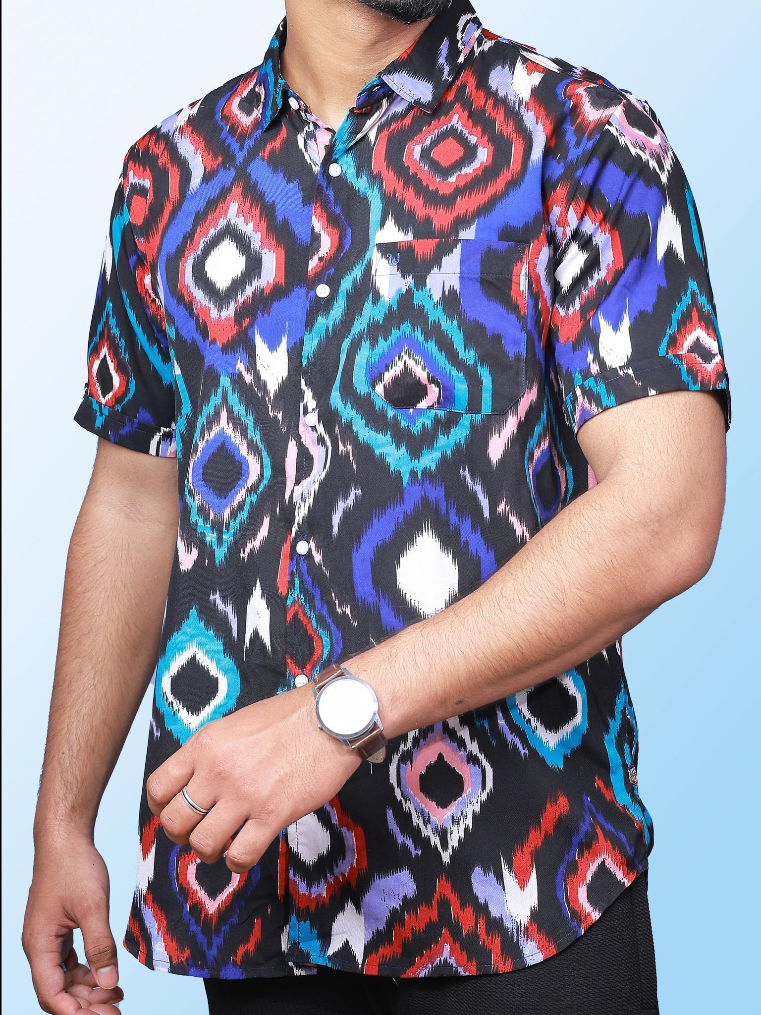 Abstract print men shirt 23USH1690