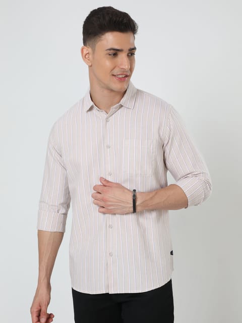 Beige striper Full Sleeve Shirt 23USH1484