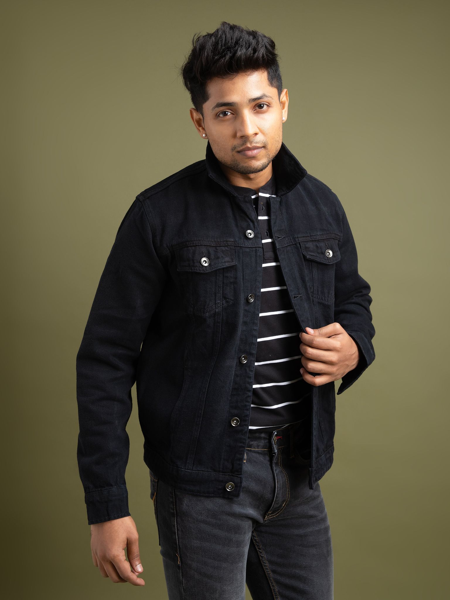 Coal Black Denim Jacket 22UJK0003