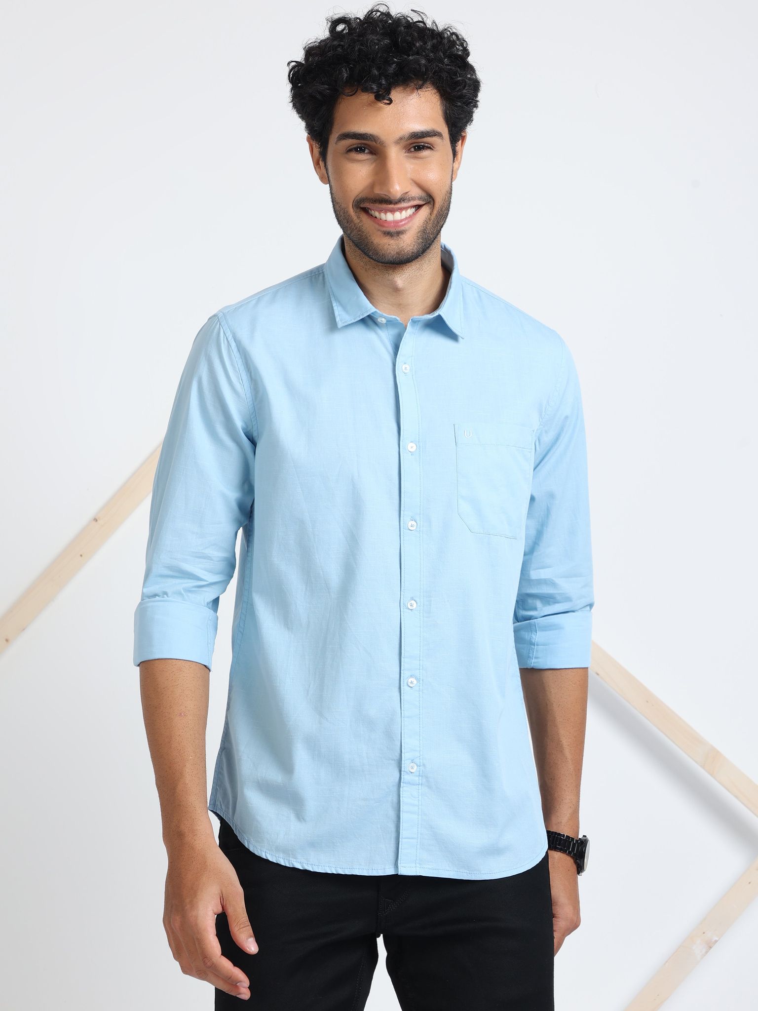 Mint Blue Plain Shirt 23USH1197