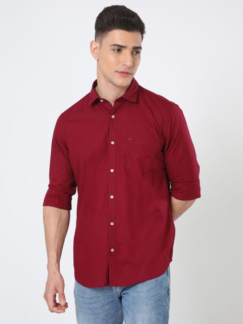 Urbaro Plain Maroon Shirt For Men 23USH1177