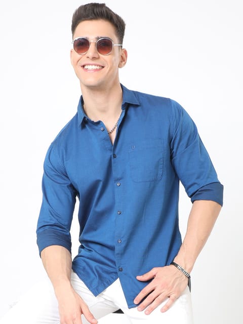 Blue Full Sleeve Plain Shirt 23USH1473