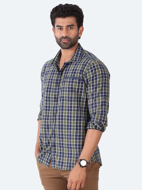 Dark Green Checked Shirt 23USH1373