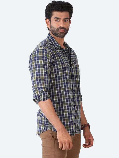 Dark Green Checked Shirt 23USH1373