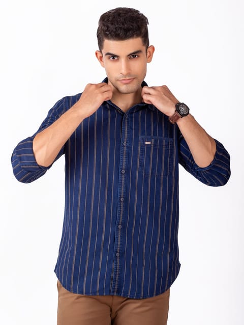 Dark Blue Stripes Shirt 23USH1374