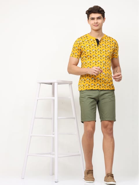 Olive Plain Shorts 21USS0016