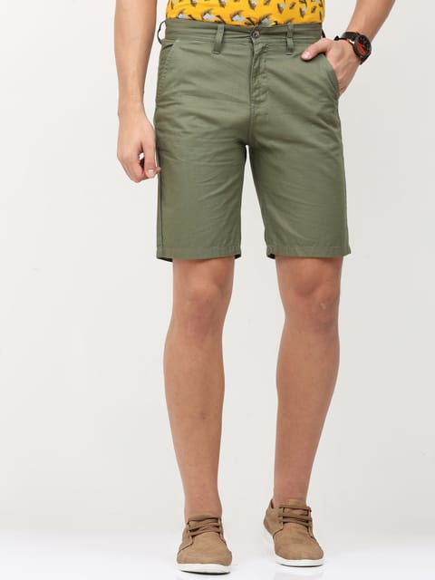 Olive Plain Shorts 21USS0016