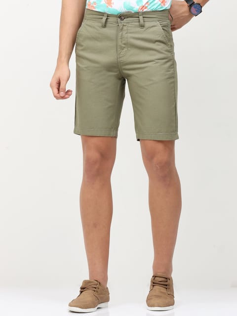 Olive Plain Shorts 21USS0014