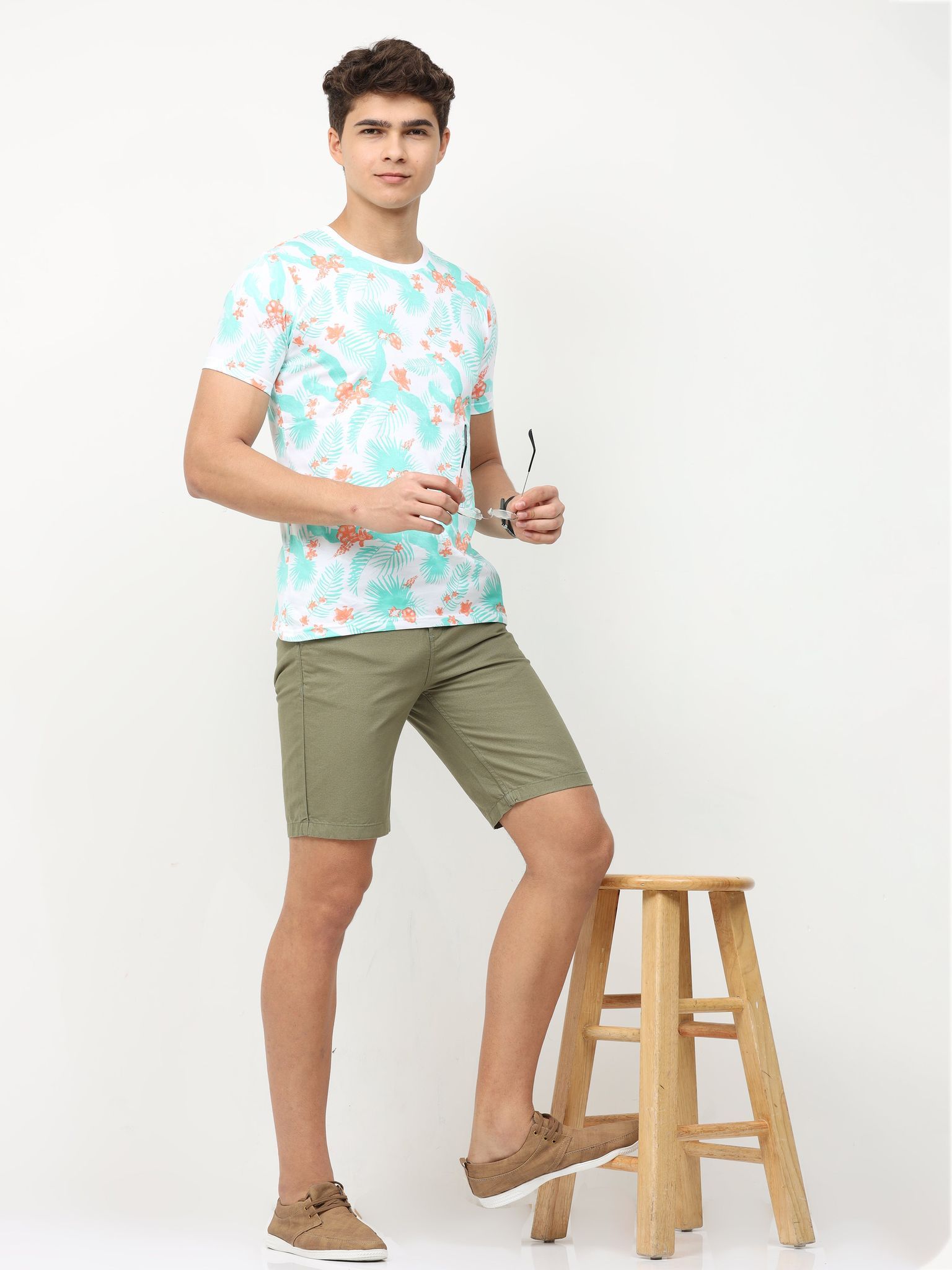 Olive Plain Shorts 21USS0014