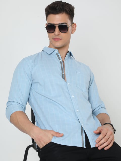 Blue windowpane Shirt 23USH1452