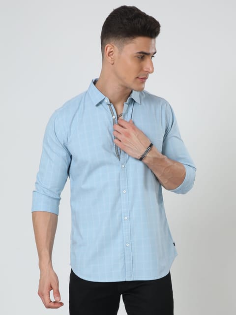 Blue windowpane Shirt 23USH1452