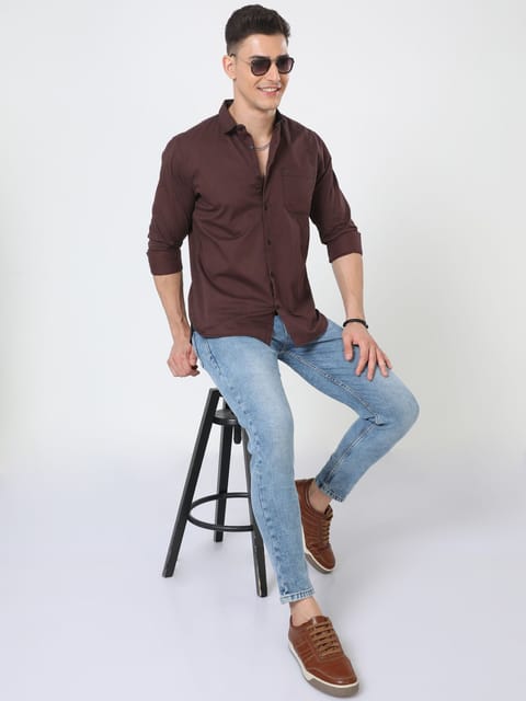 Urbaro Brown Striped Shirt For Men 23USH1440