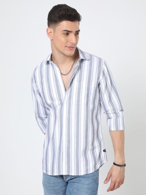 Urbaro Blue Striped Shirt For Men 23USH1488