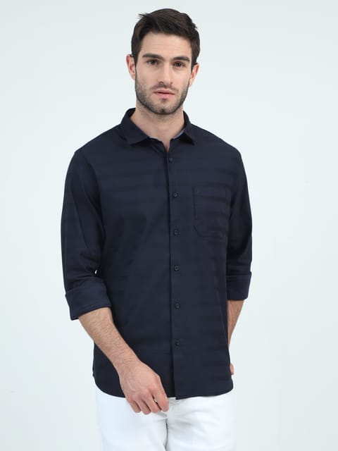 Urbaro Edge Slim Navy Stripe Shirt 23USH1750