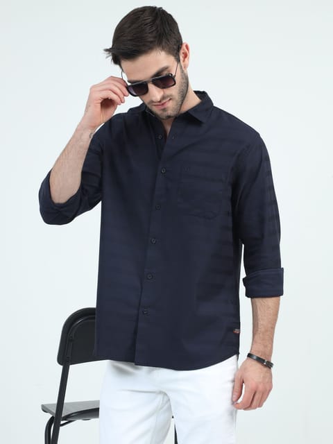 Urbaro Edge Slim Navy Stripe Shirt 23USH1750