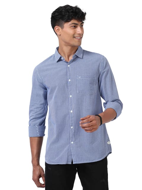 Subtle Micro Blue Checks shirt 23USH1733